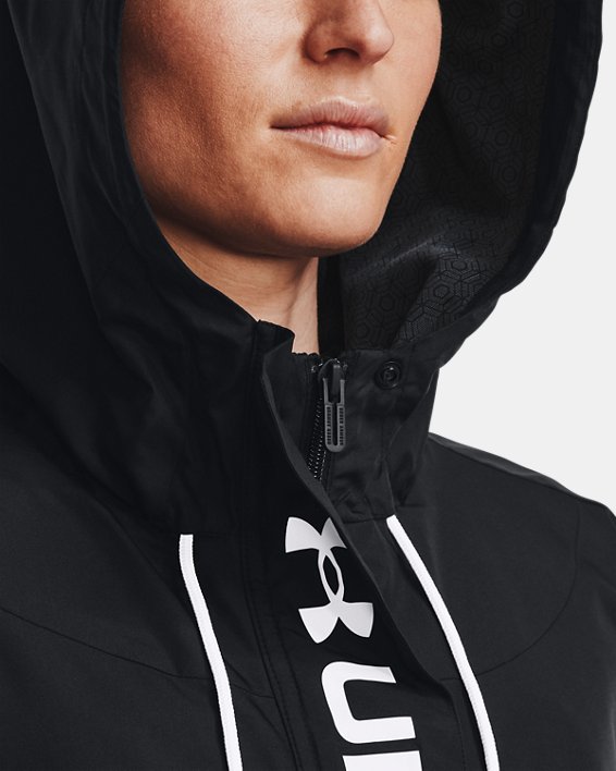 Women's UA RUSH™ Woven Full-Zip Jacket, Black, pdpMainDesktop image number 3